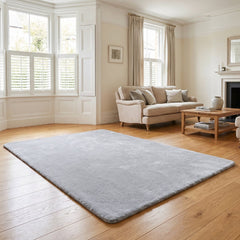 Natural Burton Rabbit Fur Soft Touch Rug Anti Slip Washable UK