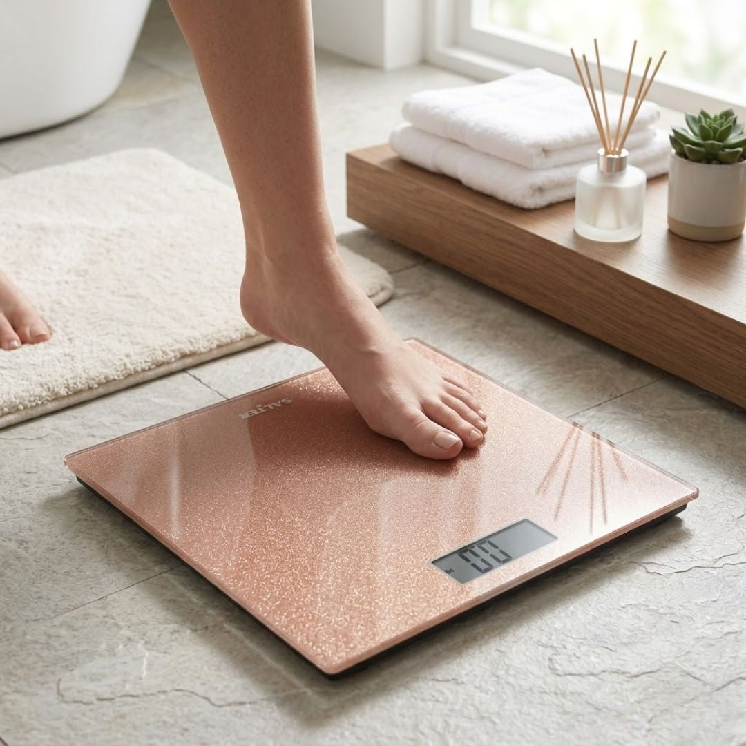 Salter Rose Gold Electronic Bathroom Scales - Digital LCD Precision