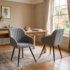 Alba Grey Dining Chairs 2pk – Quilted Back & Black Legs