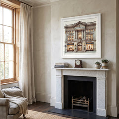 LV Store White Step Frame Wall Art 70x70cm Luxury Home Decor Statement
