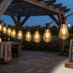 Solar Powered 12 Clear Bulb String Lights - Warm White Garden LED