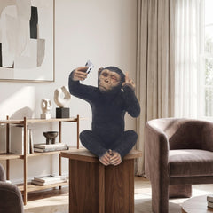 Home Luxe Cheeky Monkey Selfie Phone Middle Finger Statue | 18cm