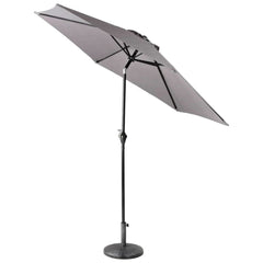 2.7m Grey Garden Parasol with Tilt & Crank Handle - Durable Aluminium