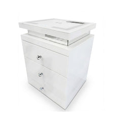 LED Media White Bedside 3 Drawer