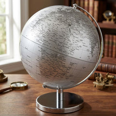 Leonardo Collection Large Rotating Globe - Silver & White Desk Decor