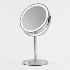 7" Rechargeable LED Double Sided Makeup Mirror - Chrome Finish 3X Zoom