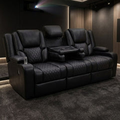 Adorn Black PU Leather Electric Recliner Sofa Set - 3 & 2 Seater