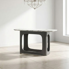 Lina Grey Marble Console Table - Modern Hallway Stone Entryway Desk