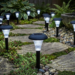 Solar Living Solar Powered Garden Post Lights 8pk - Cool White LED