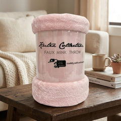 Kutex Blush Faux Mink Throw - 200x240cm Extra Large Soft Cuddly Blanket