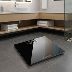 Black + Decker Digital Bathroom Scale - 170kg Capacity, Black Glass