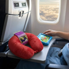Travel Log Red Memory Foam Neck Pillow and Eye Mask Sleep Set