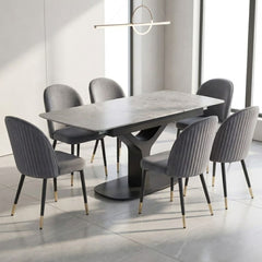 Sapphire 140-180cm Extending Grey Sintered Stone Table & 6 Liza Chairs