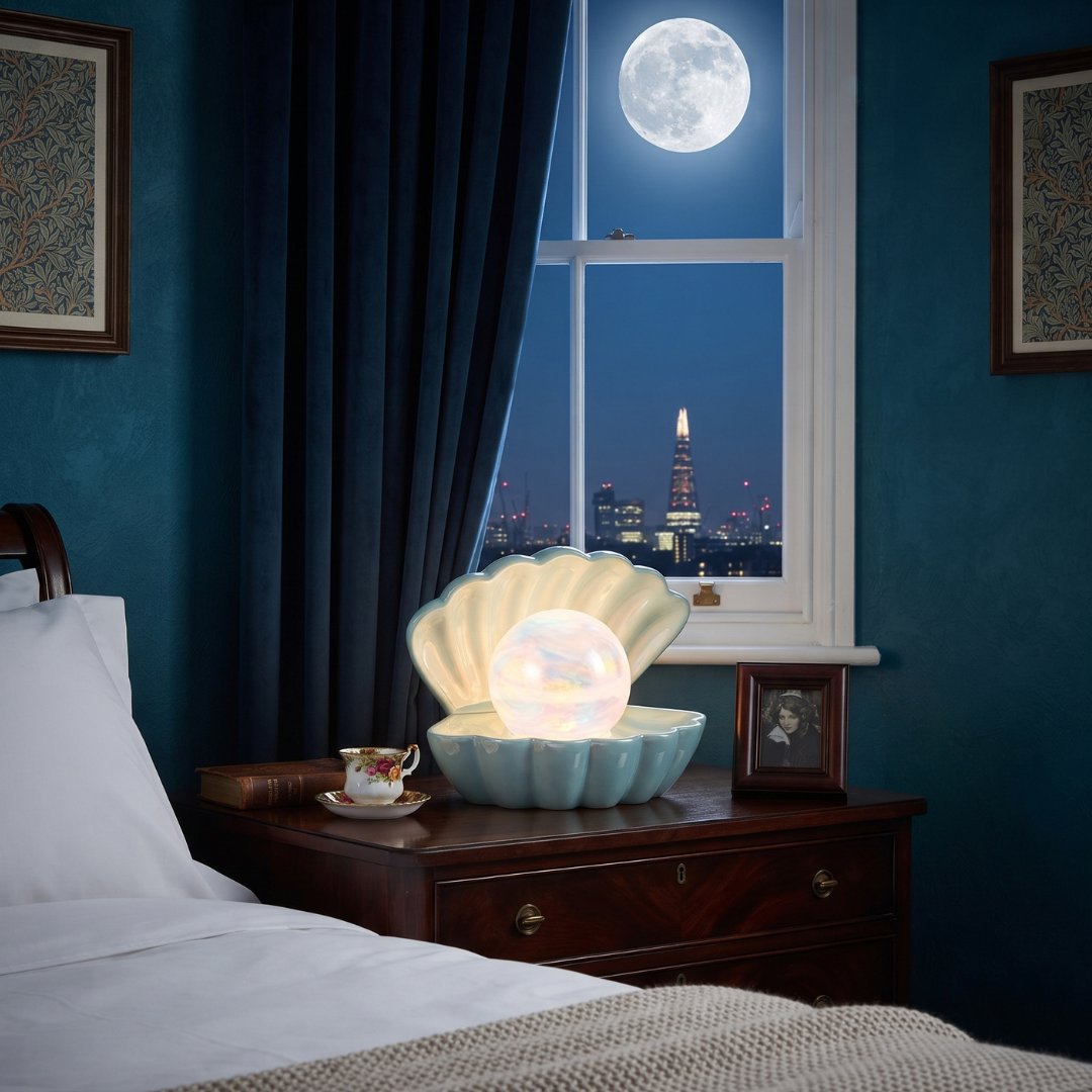 Home Luxe Seashell Dream Swirl Pearl LED Mood Lamp | Aqua Blue