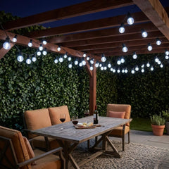 Solar Living Bulb String Lights 50pk - Cool White Outdoor LED Lighting