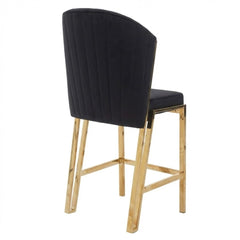 Fabio Black Velvet Barstool with Gold Frame | Luxury Breakfast Stool