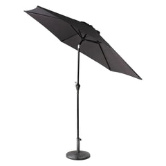 2.7m Black Garden Parasol with Tilt & Crank Handle - Durable Aluminium