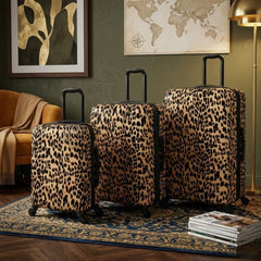 Leopard Print Hard Shell Suitcase Set of 3 - 55cm, 67cm & 77cm