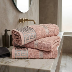 Snoozeville Odello Pink 100% Cotton Greek Design Bath Sheet