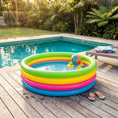 Bestway 4-Ring Rainbow Inflatable Kids Swimming Pool - 1.57m x 46cm