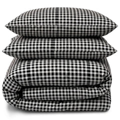 Gaveno Cavailia Black Gingham Double Duvet Cover Microfibre Bed Set