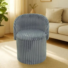 3 In 1 Charcoal Harp Ribbed Ottoman Storage Stool - Modern Velvet Seat