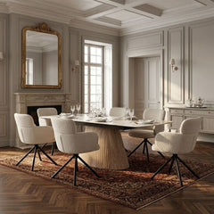 Monaco Pandora Stone Extending Dining Set 6 Tuscany Swivel Chairs