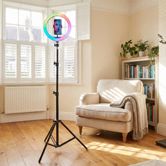 Aura 10 Inch Tripod LED Ring Light with RGB & Phone Holder