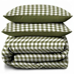 Gaveno Cavailia Green Gingham King Duvet Cover Microfibre Bed Set