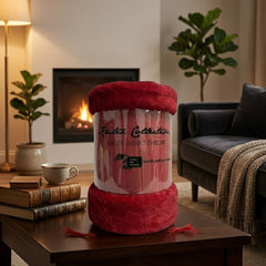 Kutex Red Faux Mink Throw - 200x240cm Extra Large Soft Warm Blanket
