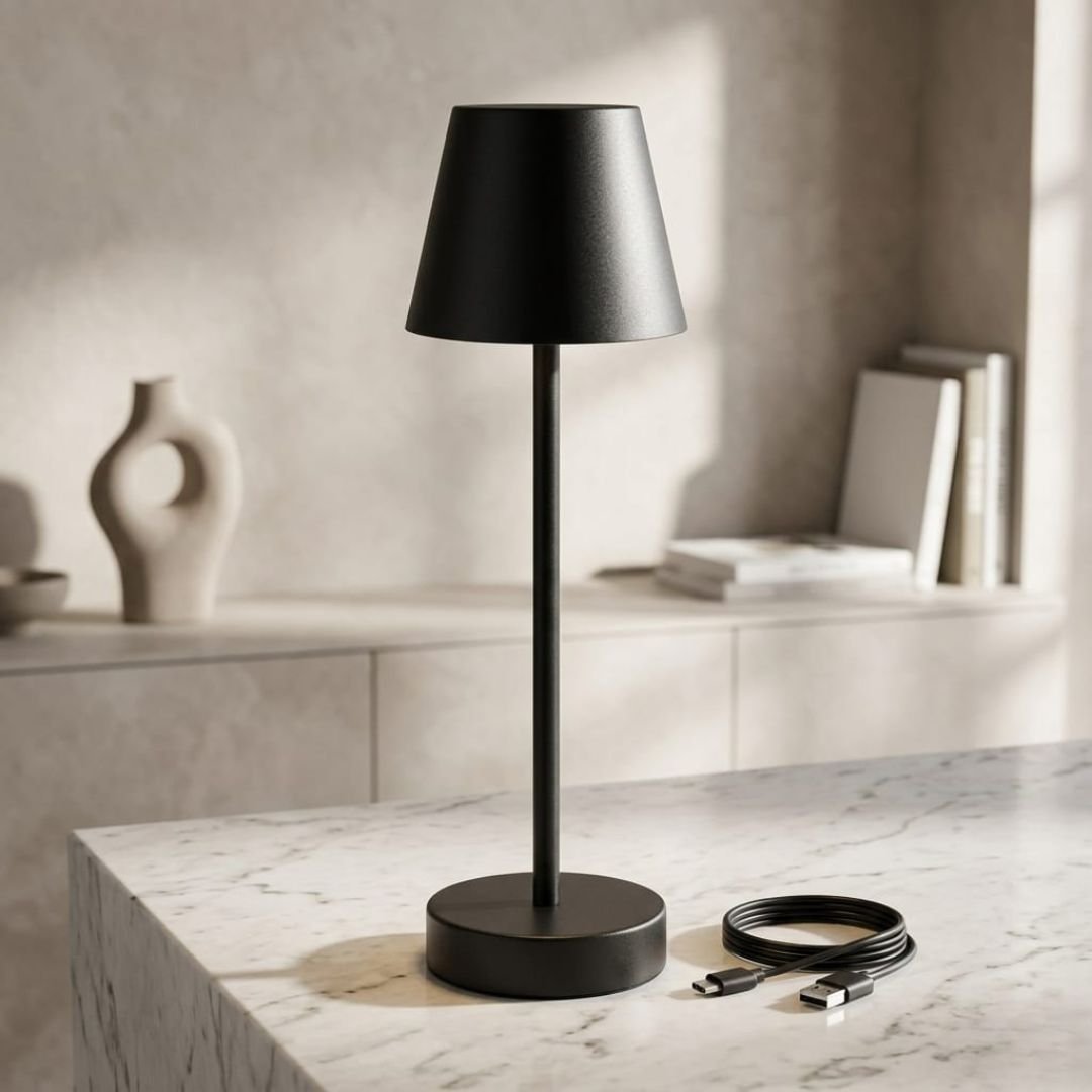 Duchi 36cm LED Touch Lamp - Cordless, Rechargeable & Dimmable Black