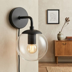 Stockholm Wall Light Black - Minimalist Modern Indoor Glass Wall Lamp