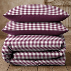 Gaveno Cavailia Mulberry Gingham King Duvet Cover Microfibre Bed Set