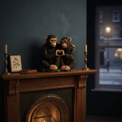 Home Luxe Cheeky Monkeys Twin Heart Gesture Statue Figure | 13cm