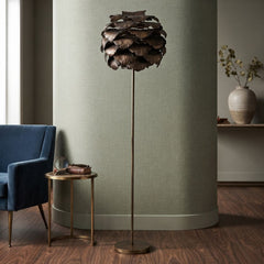 Pine Cone Gold Floor Lamp Metal Statement Light for Living Room Decor