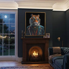 Home Luxe Jungle Tiger Wall Art 50x70cm Stylish Framed Glitter Picture