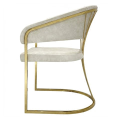 Cream Porado Leatheraire Dining Chair | Gold Frame Luxury Seating