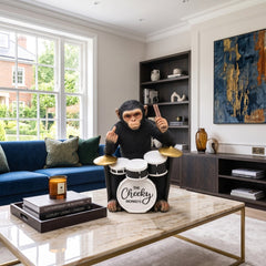 Home Luxe Cheeky Monkey Drum Kit Middle Finger Gesture Statue | 20cm