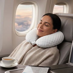 Travel Log White Memory Foam Neck Pillow & Eye Mask Travel Set