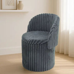 3 In 1 Charcoal Malibu Bouclé Ottoman Storage Stool - Round Seat