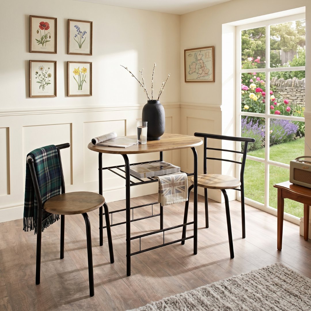 Tromso Breakfast Table Set 3pc – Rustic Oak Table & 2 Chairs
