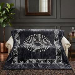 Gaveno Cavailia Charcoal Greek Key King Rashel Blanket 4kg Throw