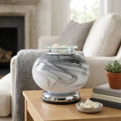 Lesser & Pavey Grey Marble Desire Aroma Lamp - Round Glass Electric