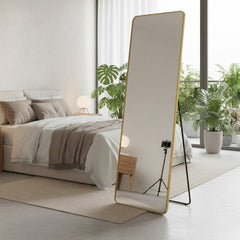 Verona Gold Soft Edged Metal Mirror - 60x165cm Modern Full Length