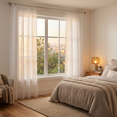 White Amber Textured Voile Curtain Panel - 55" x 90" Home Collection