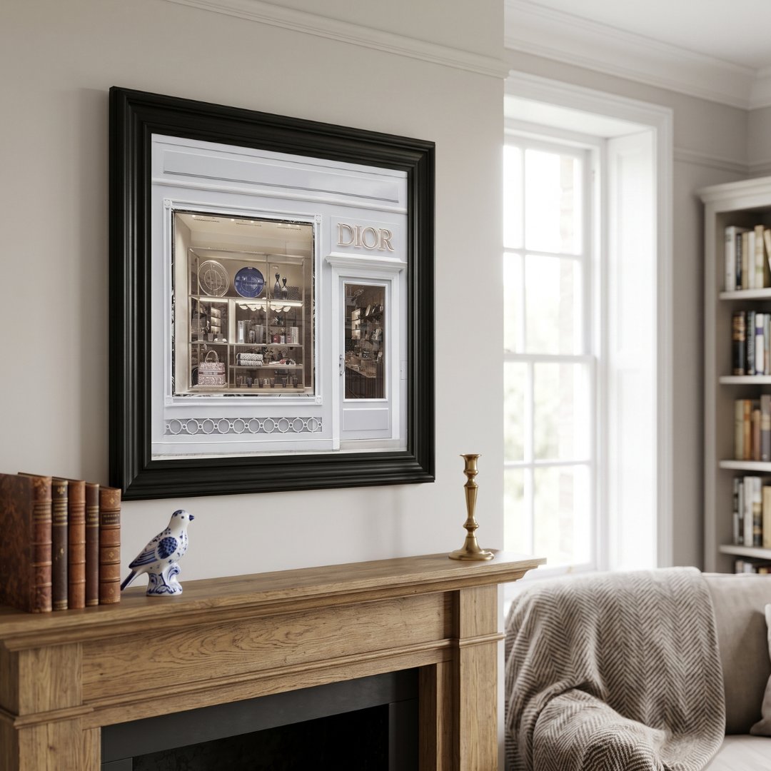 Dior Maison Boutique Black Step Frame 70x70cm Luxury Wall Art Decor