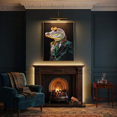Home Luxe Crocodile Rock Glitter Wall Art 50x70cm Funky Framed Picture