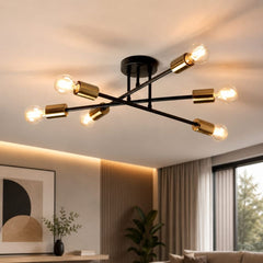 Lucca Ceiling Light - Modern 6-Spotlight Black and Brass Fixture