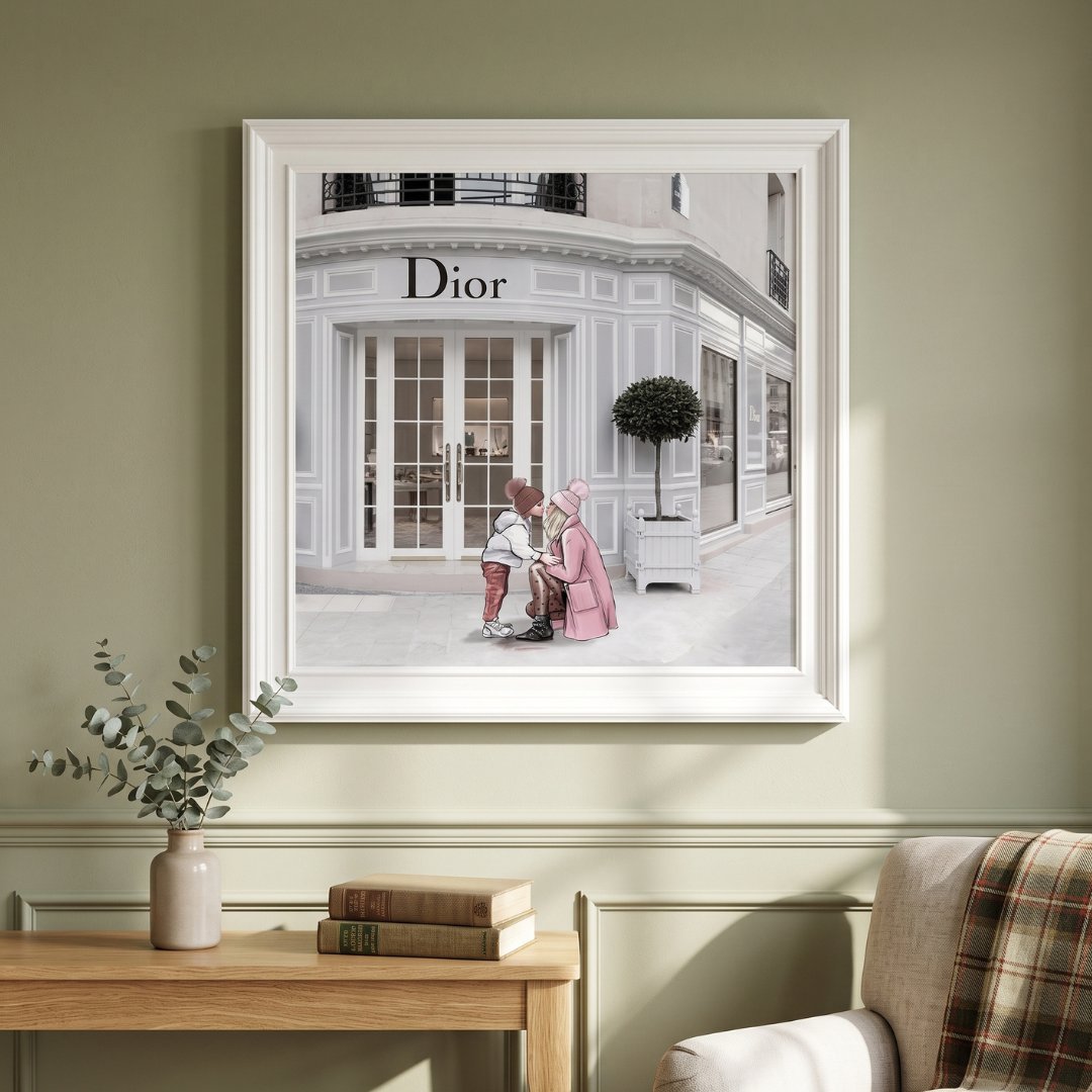 Dior Jewelry White Step Frame Luxury Wall Art 70x70cm Home Decor