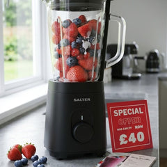 Salter Kuro 1.5L Glass Jug Blender - 600W Multi-Purpose Mixer, Black
